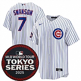 Men's Chicago Cubs #7 Dansby Swanson White 2025 World Tour Tokyo Series Home Stitched Jersey Dzhi,baseball caps,new era cap wholesale,wholesale hats